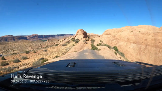 Steep slick rock climb at the beginning of Hell's Revenge